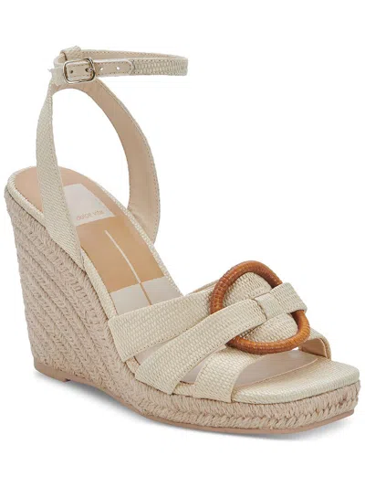 Dolce Vita Bhfo Womens Adjustable Faux Leather Wedge Sandals In Beige