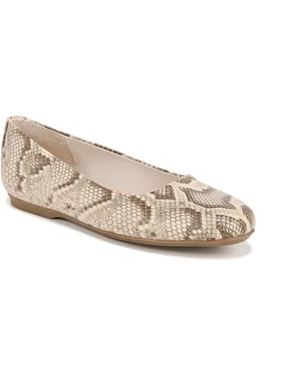 Dr. Scholl's Shoes Wexley Womens Snake Pattern Round Toe Ballet Flats In Beige
