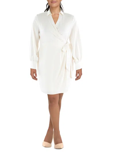 Lauren Ralph Lauren Womens Collared Short Wrap Dress In White