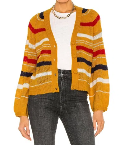 The Great Sailing Cardigan In Golden Yellow Stripe