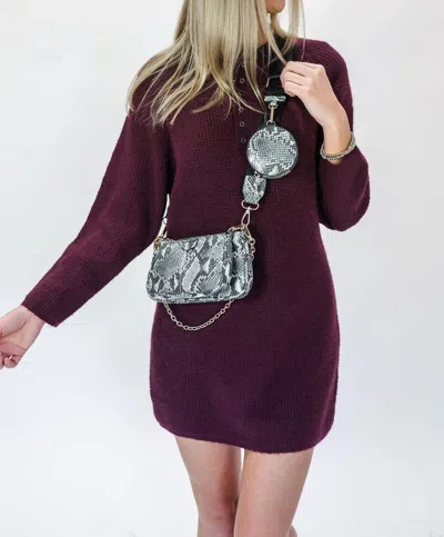 Entro Cozy Lifestyle Waffle Knit Dress In Dark Wine In Pink