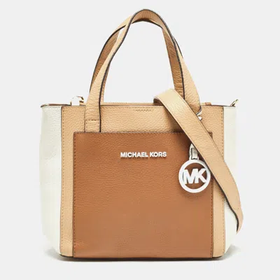 Michael Kors Tricolor Leather Small Gemma Tote In Brown