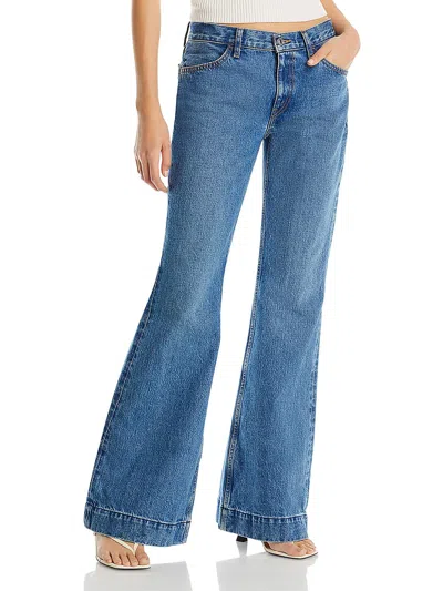 Re/done Womens Low Rise Solid Flared Jeans In Blue