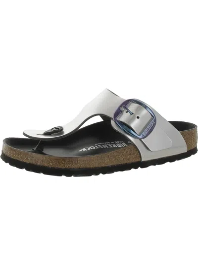 Birkenstock Gizeh Big Buckle Womens Leather Slip On Thong Sandals In White