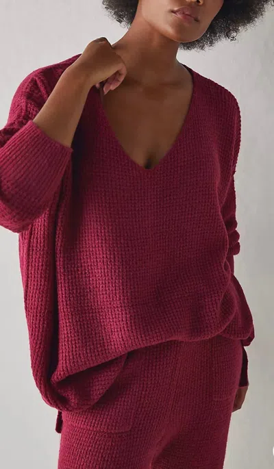 Free People C. O.z. Y Pullover Sweater In Off Beat In Red