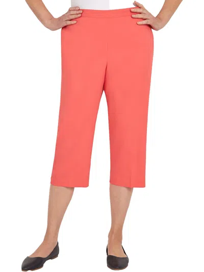 Alfred Dunner Petites Womens High Rise Solid Carpi Pants In Pink