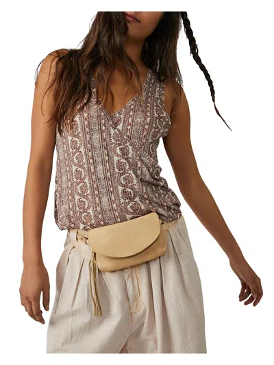 Free People Womens Printed Polyester Blouse In Beige