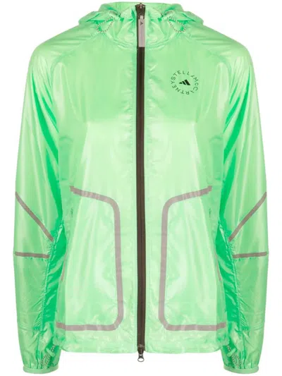 Adidas By Stella Mccartney Logo-print Hooded Jacket In Seflg