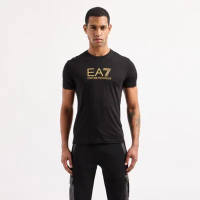 Ea7 Logo-print Cotton T-shirt In Black