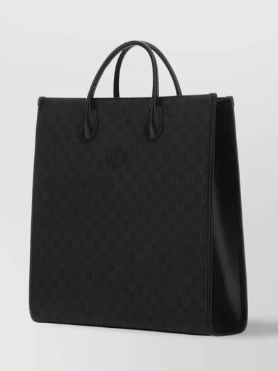 Gucci Man Gg Supreme Fabric And Leather Shopping Bag In Multicolor