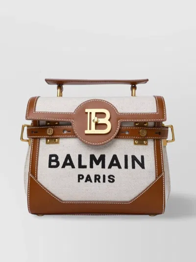 Balmain 'b-buzz 23' Leather And Fabric Shoulder Bag