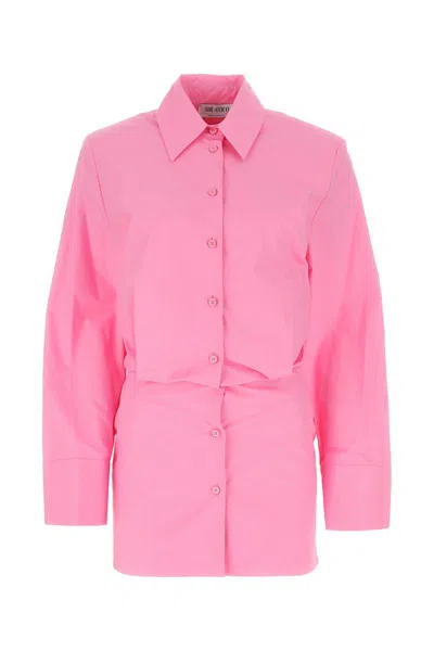 Attico Pink Poplin Margot Shirt Mini Dress In 367