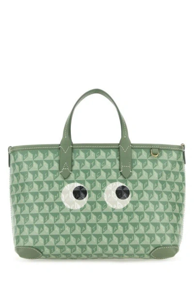 Anya Hindmarch Woman Printed Synthetic Leather Small I Am A Plastic Bag Handbag In Green