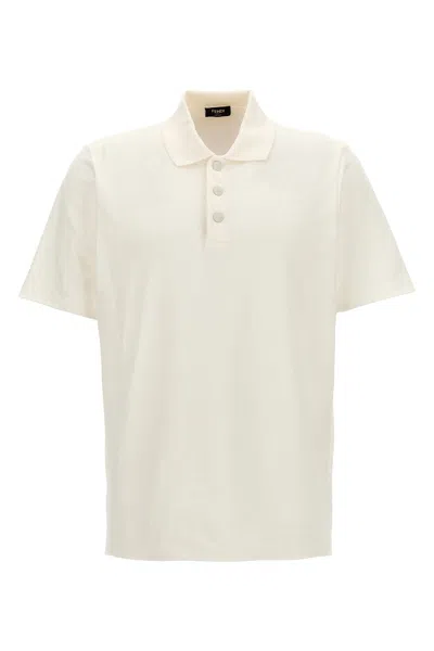 Fendi Men Jacquard Polo Shirt In White