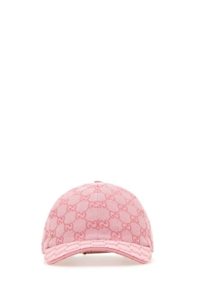 Gucci Woman Pink Gg Supreme Fabric Baseball Cap