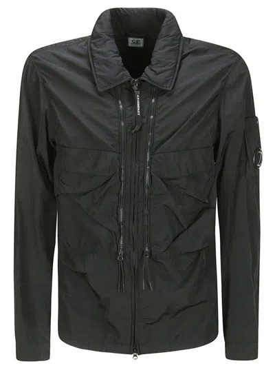 C.p. Company Chrome-r Hooded Overshirt In Total Eclipse