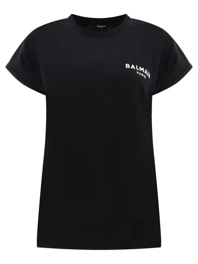 Balmain Logo Printed Crewneck T In Black