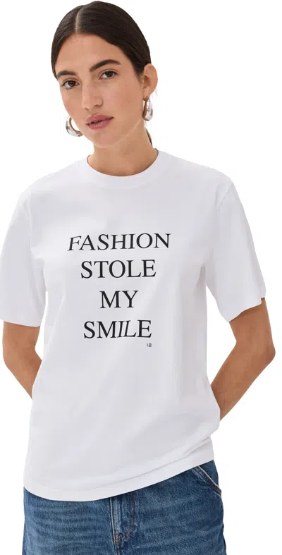 Victoria Beckham Slogan Printed Cotton T-shirt In White