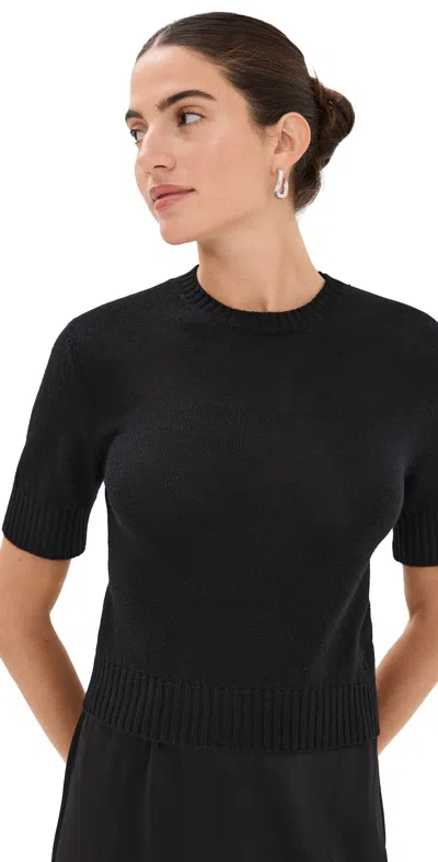 Jil Sander Short Sleeve Fine-knit Top In Black