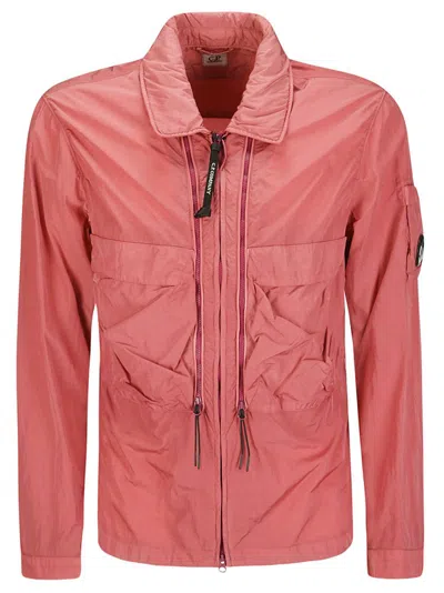 C.p. Company Chrome-r Hooded Overshirt In Red Bud