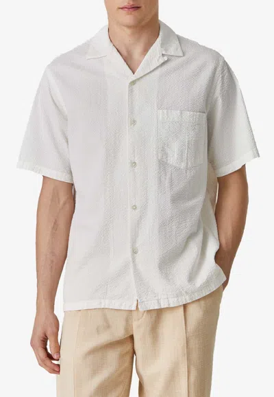 Portuguese Flannel Atlantico Convertible-collar Cotton-seersucker Shirt In White