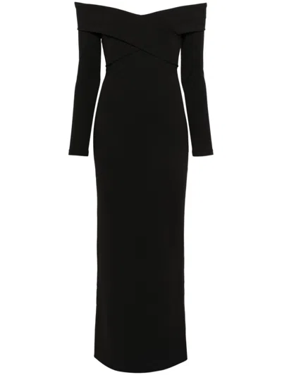 Solace London Galia Off-shoulder Maxi Dress In Black