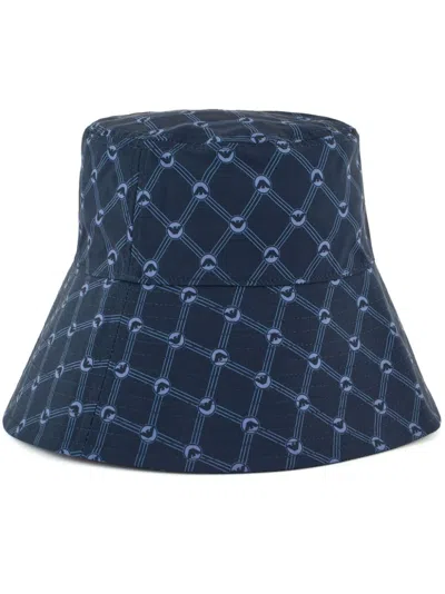Emporio Armani Monogram-print Bucket Hat In Blue