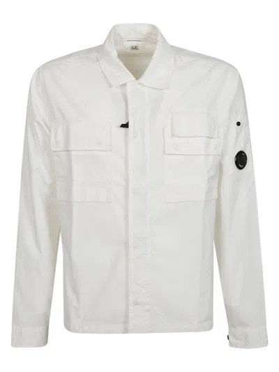 C.p. Company Broken Long-sleeve Shirt In Gauze White
