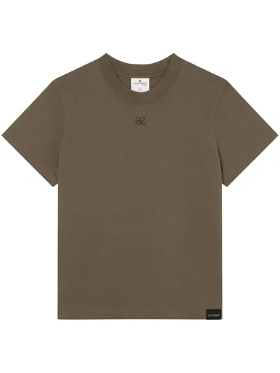Courrèges Ac Cotton T-shirt In Camouflage Green