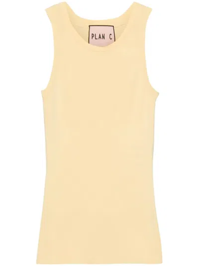 Plan C Sleeveless Knitted Top In Yellow