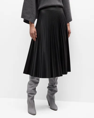 Proenza Schouler White Label Pleated Vegan Leather Midi Skirt In Black