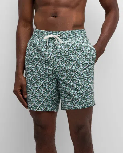 Onia Charles Slim-fit Long-length Printed Swim Shorts In Green
