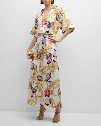 Ungaro Winny Shell-print Maxi Dress In Ivory Mult