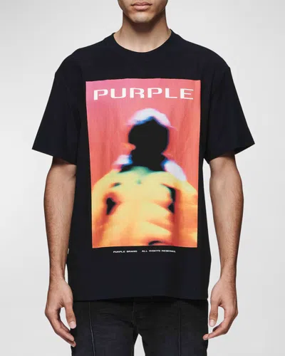 Purple Men's Textured Jersey T-shirt In Black