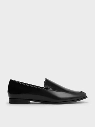 Charles & Keith - Almond-toe Stitch-trim Loafers In Black Box