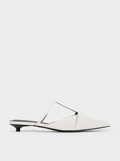 Charles & Keith - Clara T-bar Pointed-toe Mules In White