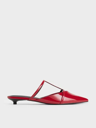 Charles & Keith - Clara T-bar Pointed-toe Mules In Red