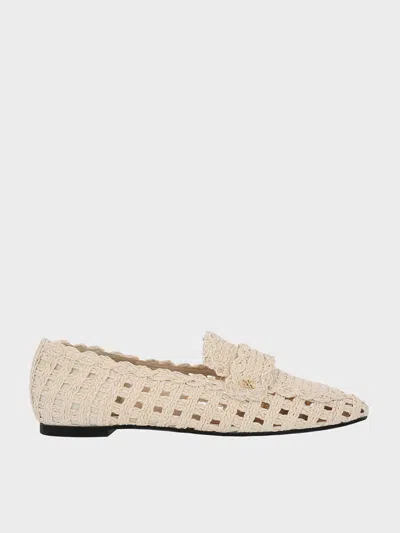 Charles & Keith - Raffia Woven Loafers In White