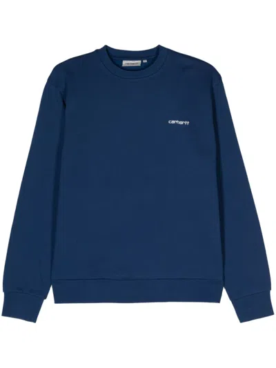 Carhartt Logo Cotton Blend Sweatshirt In Blue