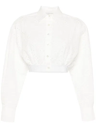 Ermanno Cotton Blend Cropped Shirt In White