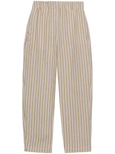 Alysi Striped Tapered Trousers In Grey