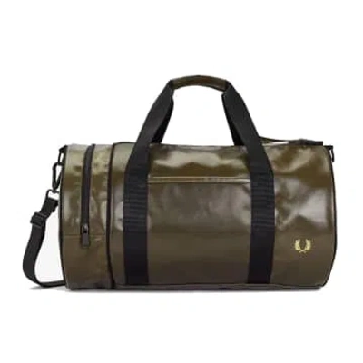 Fred Perry Solid Faux-leather Duffle Bag In Green