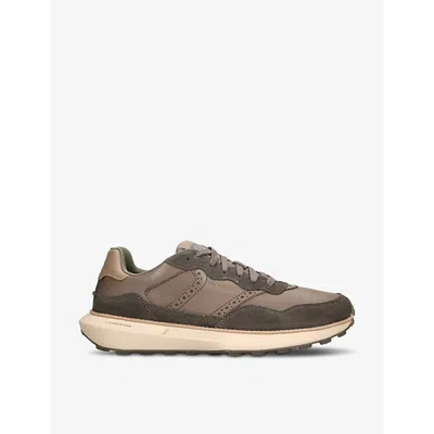 Cole Haan Grandpro Ashland Brand-embossed Leather Low-top Trainers In Morel-deep Olive-irish Coffee
