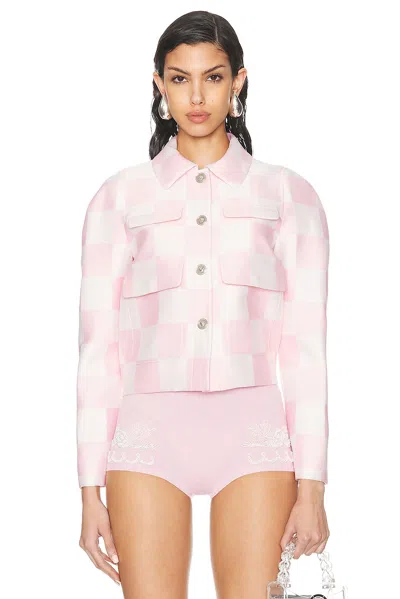 Versace Contrasto Duchesse Crop Blouson Jacket In Pink