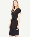 ANN TAYLOR PETITE SHORT DOLMAN SLEEVE WRAP DRESS,436104