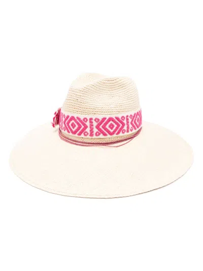 Borsalino Sophie Panama Crochet-detail Sun Hat In Pink