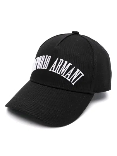 Emporio Armani Embroidered-logo Baseball Cap In Black