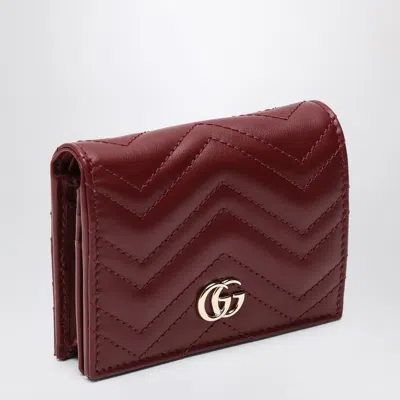 Gucci Gg Marmont Card Case Wallet In Red
