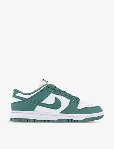 Nike Dunk Low Perforated Leather Low-top Trainers In White Team Green