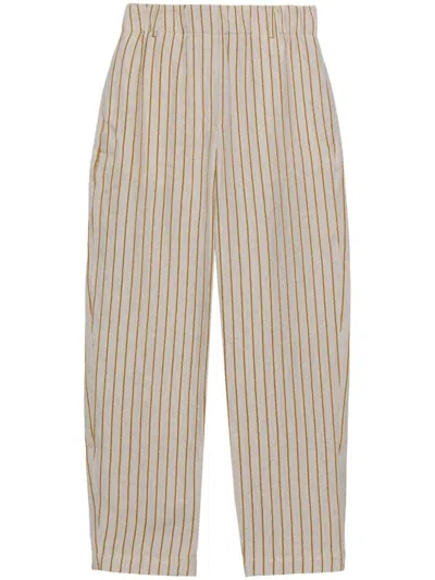 Alysi Striped Tapered Trousers In Neutrals